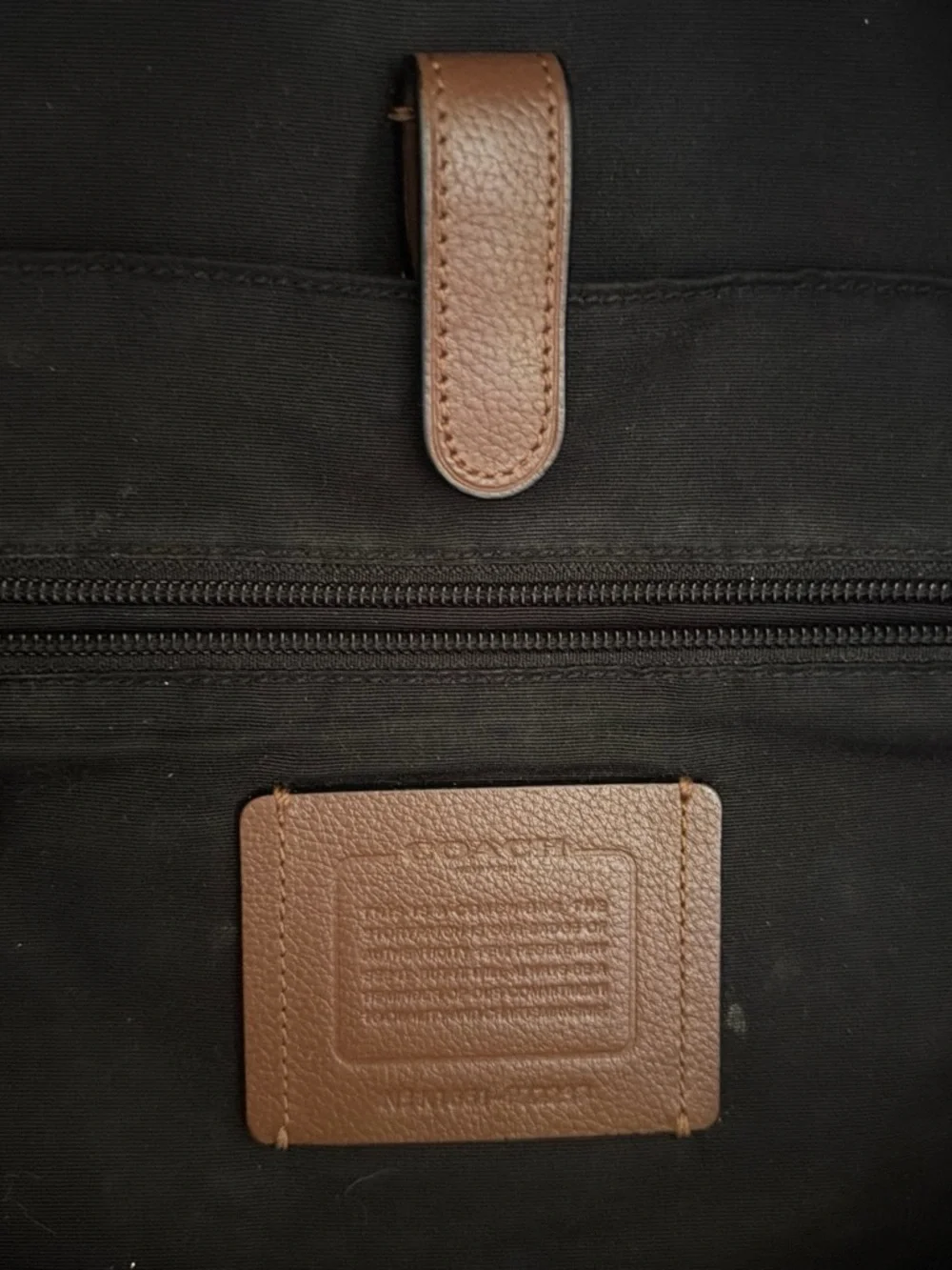 Coach - Brown Leather Backpack with White and Black Stripes